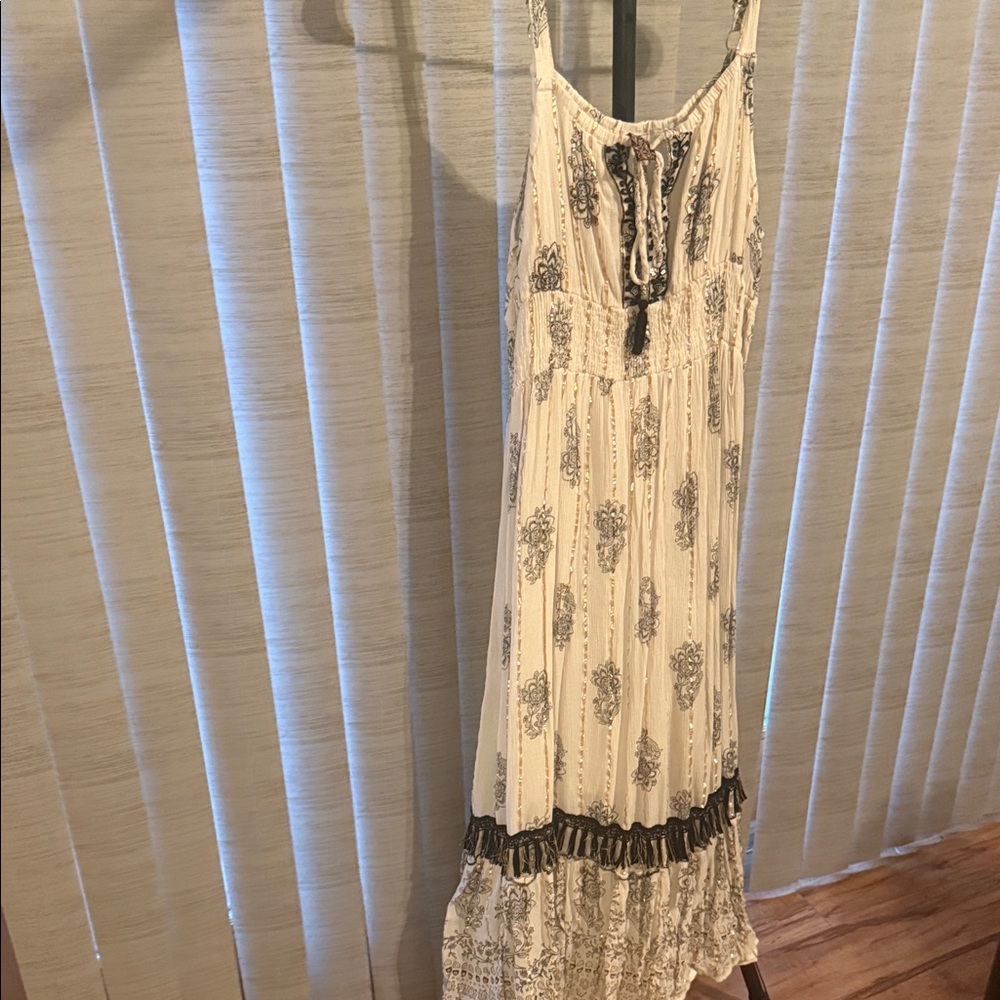 Chic Cream and Black Patterned Maxi Dress